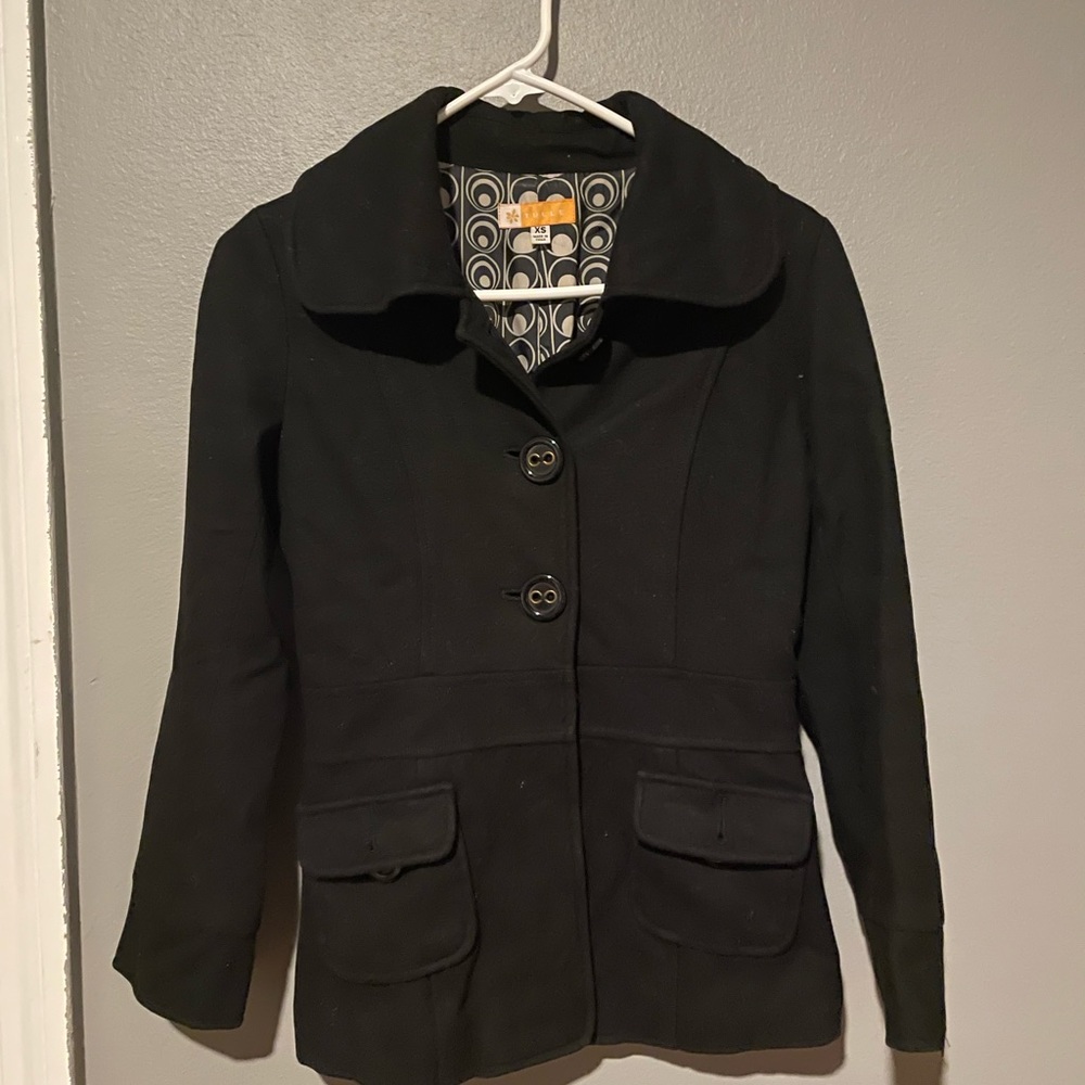 Tulle peacoat, black, size xs